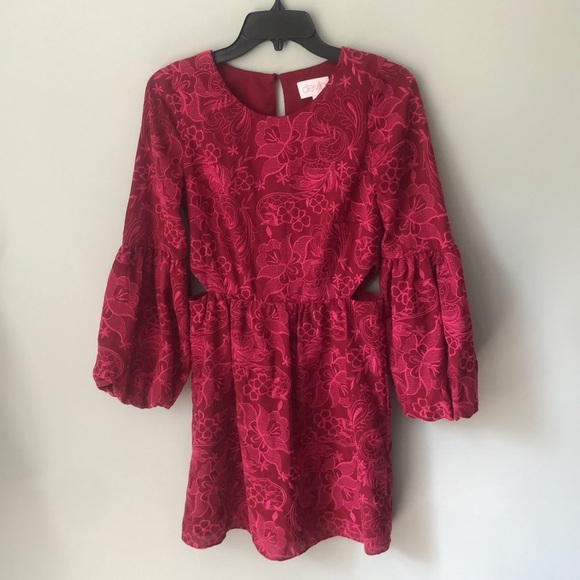 Devlin REVOLVE FLORAL LINED BELL-SLEEVE RUFFLE CUTOUT DRESS - Picture 6 of 10